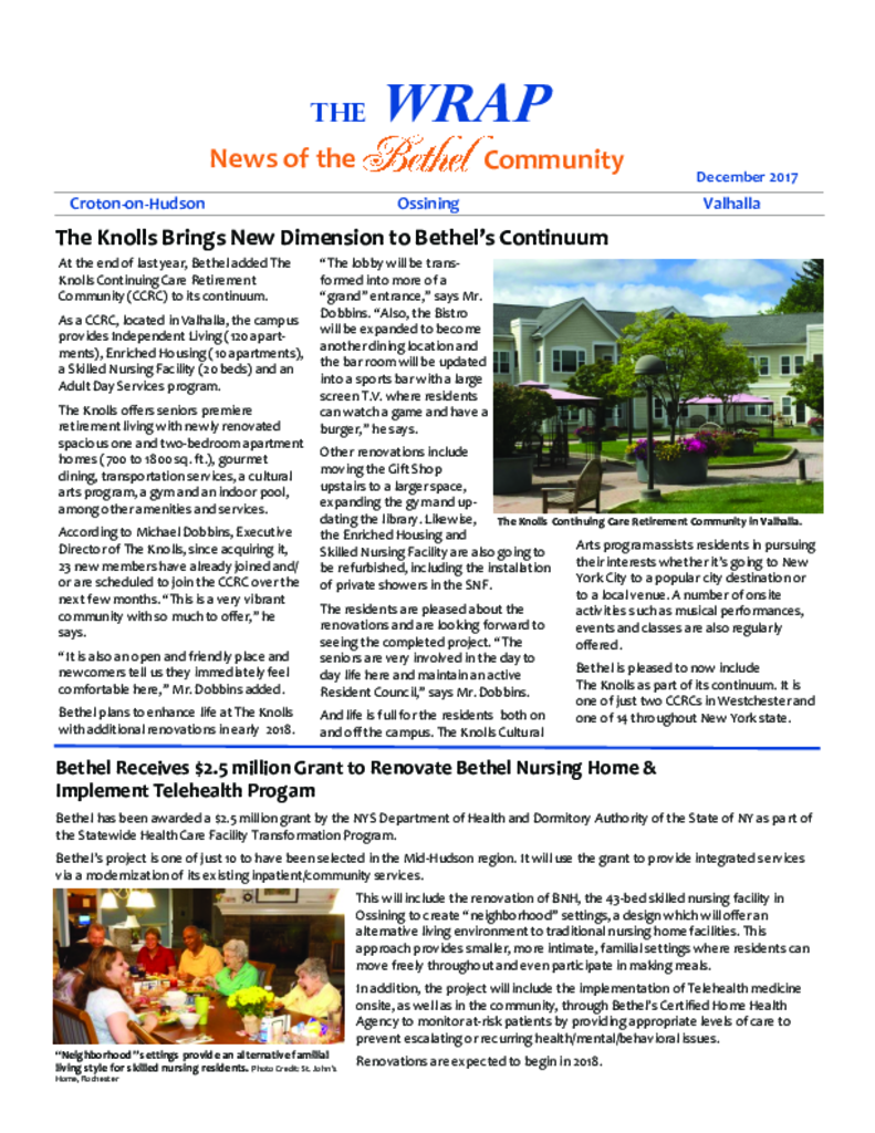 Bethel Ossining Senior Living Community Assisted Living, Nursing Home
